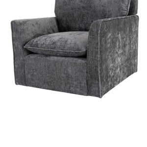 English Elm 360° Swivel Club Chairs Set of 2 Mid-Century Chenille Upholstered Living Room Seating Grey W1361S00104