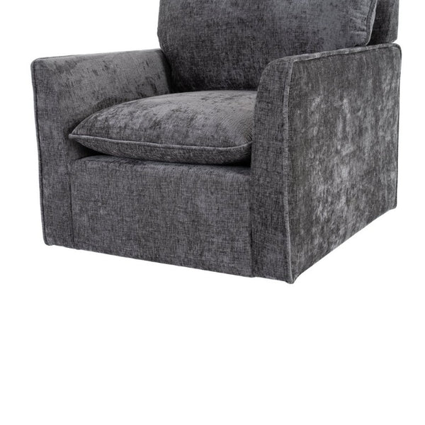 English Elm 360° Swivel Club Chairs Set of 2 Mid-Century Chenille Upholstered Living Room Seating Grey W1361S00104