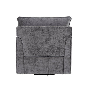 English Elm 360° Swivel Club Chairs Set of 2 Mid-Century Chenille Upholstered Living Room Seating Grey W1361S00104