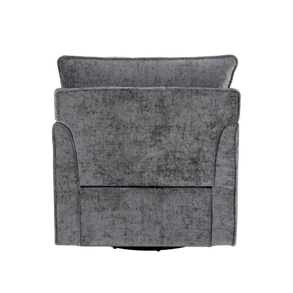English Elm 360° Swivel Club Chairs Set of 2 Mid-Century Chenille Upholstered Living Room Seating Grey W1361S00104