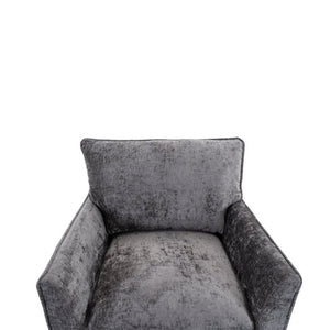 English Elm 360° Swivel Club Chairs Set of 2 Mid-Century Chenille Upholstered Living Room Seating Grey W1361S00104