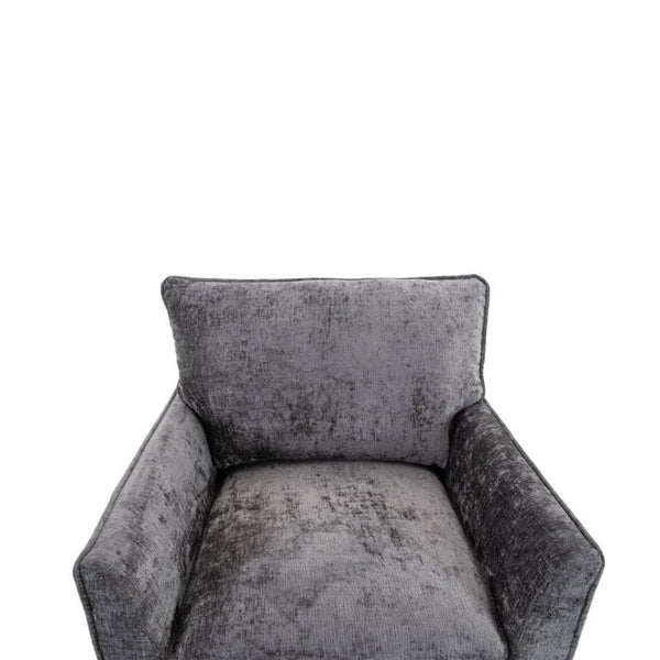 English Elm 360° Swivel Club Chairs Set of 2 Mid-Century Chenille Upholstered Living Room Seating Grey W1361S00104