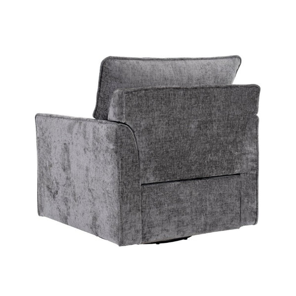 English Elm 360° Swivel Club Chairs Set of 2 Mid-Century Chenille Upholstered Living Room Seating Grey W1361S00104