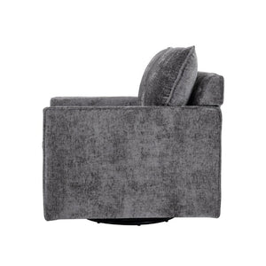 English Elm 360° Swivel Club Chairs Set of 2 Mid-Century Chenille Upholstered Living Room Seating Grey W1361S00104