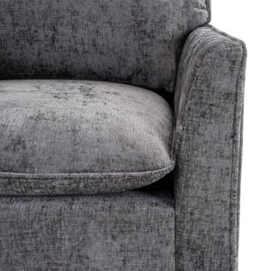 English Elm 360° Swivel Club Chairs Set of 2 Mid-Century Chenille Upholstered Living Room Seating Grey W1361S00104