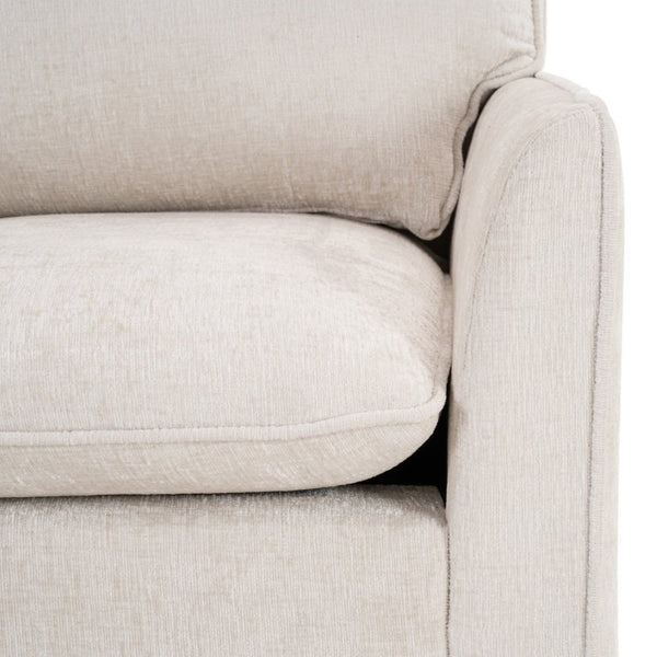 English Elm 360° Swivel Club Chairs Set of 2 Mid-Century Chenille Upholstered Living Room Seating Beige W1361S00105