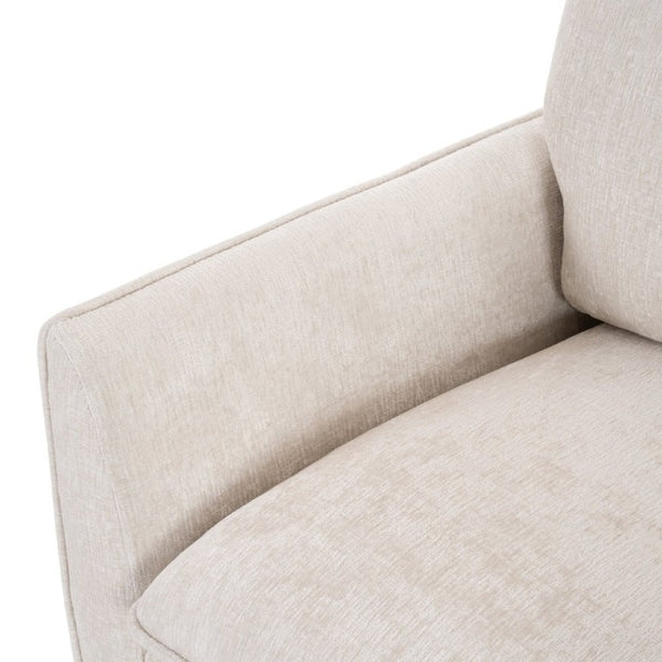 English Elm 360° Swivel Club Chairs Set of 2 Mid-Century Chenille Upholstered Living Room Seating Beige W1361S00105