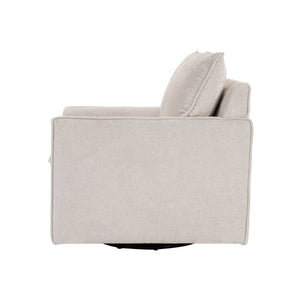 English Elm 360° Swivel Club Chairs Set of 2 Mid-Century Chenille Upholstered Living Room Seating Beige W1361S00105