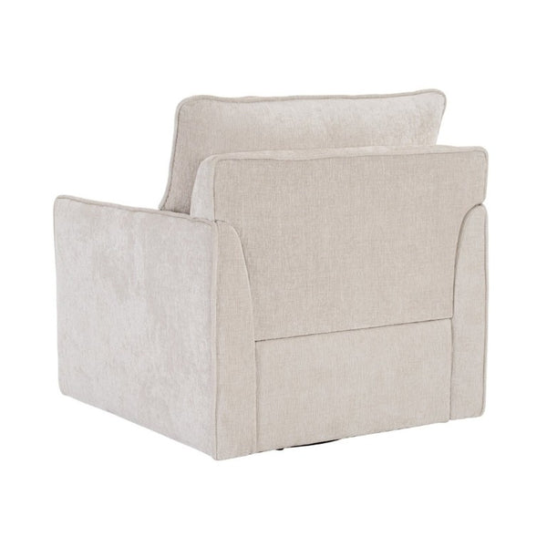 English Elm 360° Swivel Club Chairs Set of 2 Mid-Century Chenille Upholstered Living Room Seating Beige W1361S00105