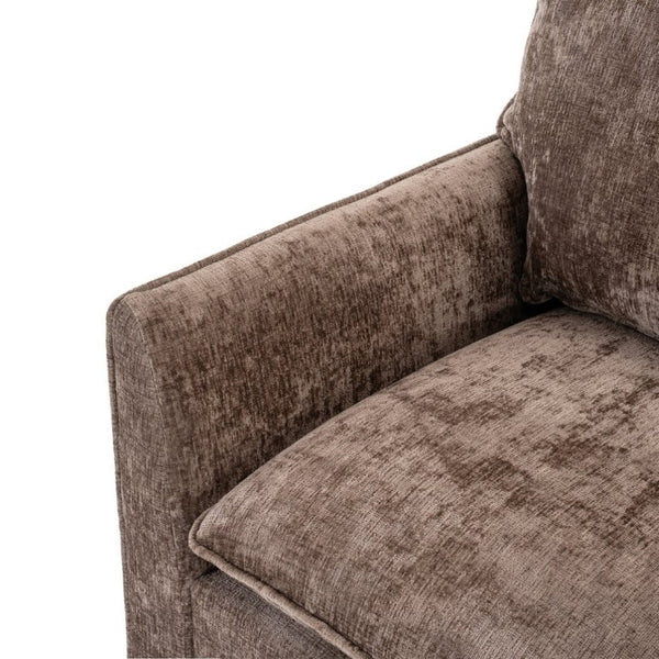 English Elm 360° Swivel Club Chairs Set of 2 Mid-Century Chenille Upholstered Living Room Seating Brown W1361S00106