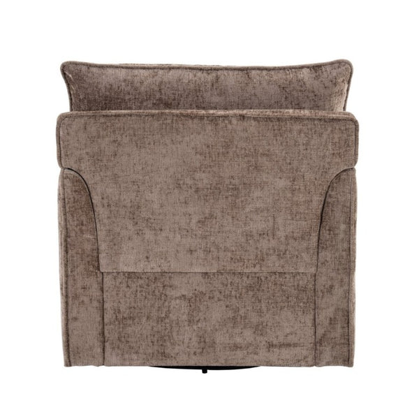 English Elm 360° Swivel Club Chairs Set of 2 Mid-Century Chenille Upholstered Living Room Seating Brown W1361S00106