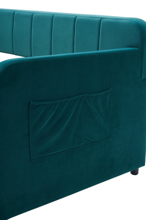 English Elm Twin Upholstered Daybed with Trundle Sofa Style Pine Frame for Guest Bedroom Emerald W1361S00114