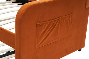 English Elm Twin Upholstered Daybed with Trundle Sofa Style Pine Frame for Guest Bedroom Orange W1361S00115