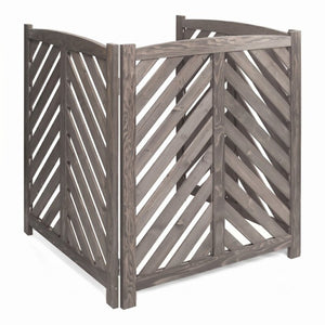 English Elm Air Conditioner Cedar Wood Slatted Privacy Screen Freestanding Outdoor Enclosure 3 Panel Gray W1390P503112
