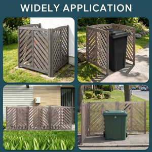 English Elm Air Conditioner Cedar Wood Slatted Privacy Screen Freestanding Outdoor Enclosure 3 Panel Gray W1390P503112