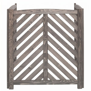 English Elm Air Conditioner Cedar Wood Slatted Privacy Screen Freestanding Outdoor Enclosure 3 Panel Gray W1390P503112
