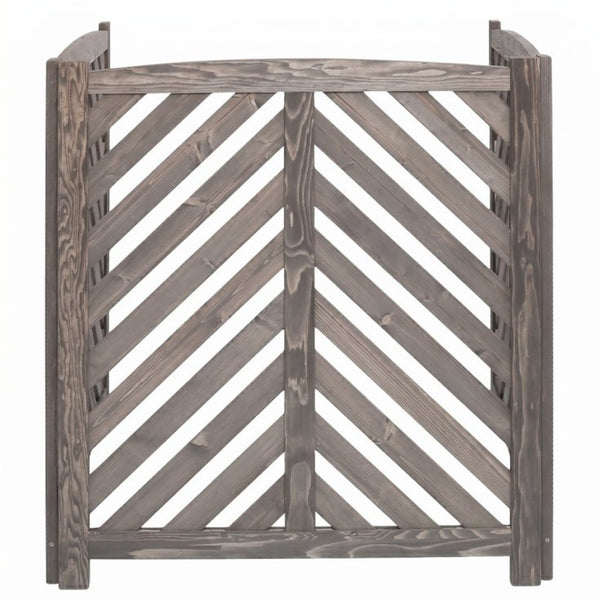 English Elm Air Conditioner Cedar Wood Slatted Privacy Screen Freestanding Outdoor Enclosure 3 Panel Gray W1390P503112