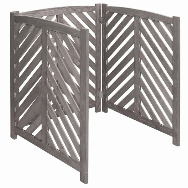 English Elm Air Conditioner Cedar Wood Slatted Privacy Screen Freestanding Outdoor Enclosure 3 Panel Gray W1390P503112