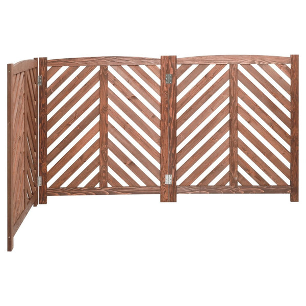 English Elm Air Conditioner Cedar Wood Slatted Privacy Screen Freestanding Outdoor Enclosure 3 Panel Brown W1390P503115