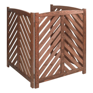 English Elm Air Conditioner Cedar Wood Slatted Privacy Screen Freestanding Outdoor Enclosure 3 Panel Brown W1390P503115