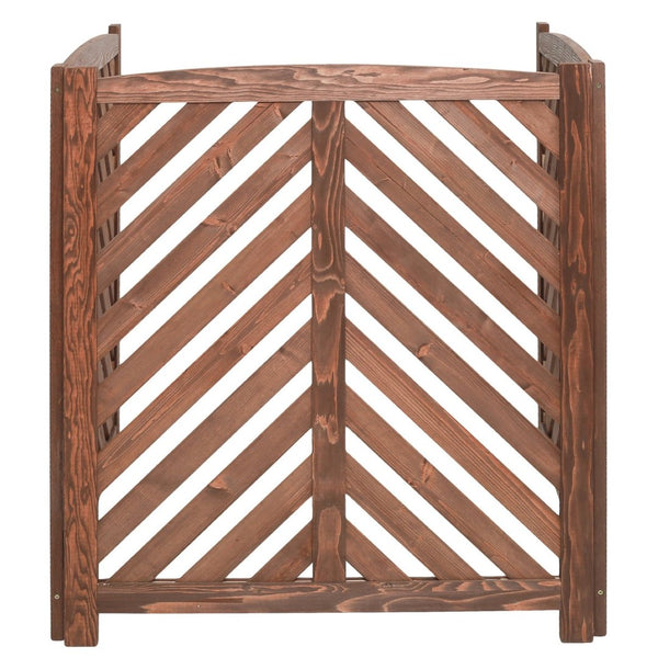 English Elm Air Conditioner Cedar Wood Slatted Privacy Screen Freestanding Outdoor Enclosure 3 Panel Brown W1390P503115