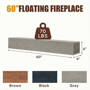 English Elm 60 Inch Solid Cedar Floating Mantel Shelf Rustic Farmhouse Decor for Living Room W1390P532866