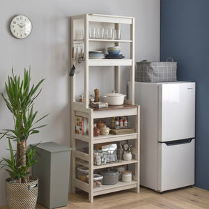 English Elm 23.62 Inch Five Tier Farmhouse Kitchen Bakers Rack with Coffee Bar and Open Shelving W1412P230429
