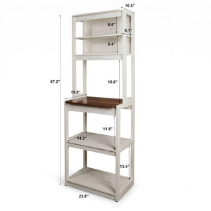 English Elm 23.62 Inch Five Tier Farmhouse Kitchen Bakers Rack with Coffee Bar and Open Shelving W1412P230429