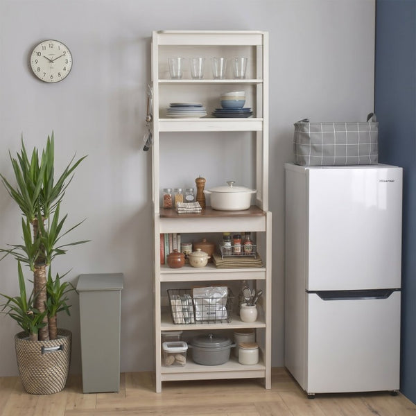 English Elm 23.62 Inch Five Tier Farmhouse Kitchen Bakers Rack with Coffee Bar and Open Shelving W1412P230429