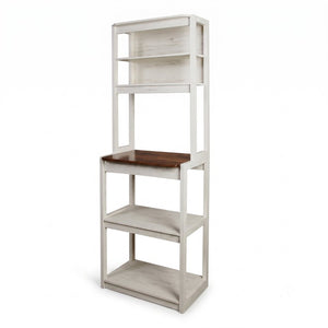 English Elm 23.62 Inch Five Tier Farmhouse Kitchen Bakers Rack with Coffee Bar and Open Shelving W1412P230429