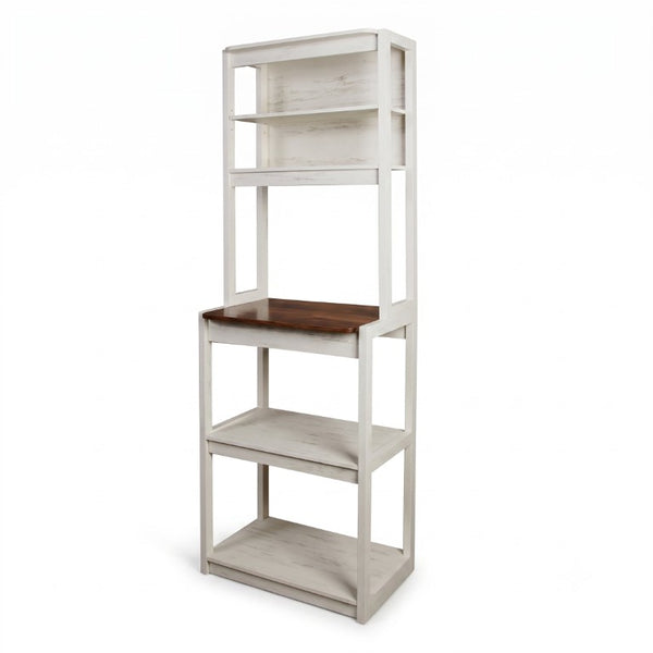 English Elm 23.62 Inch Five Tier Farmhouse Kitchen Bakers Rack with Coffee Bar and Open Shelving W1412P230429