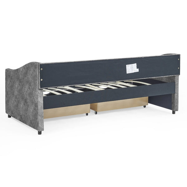 English Elm Spare Parts Tufted Upholstered Daybed with Storage Drawers Mid-century Twin Sleeper W141359429
