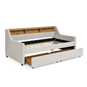 English Elm Spare Parts Rgb Led Daybed with Trundle Wireless Charging and Headboard Storage W1413P173402