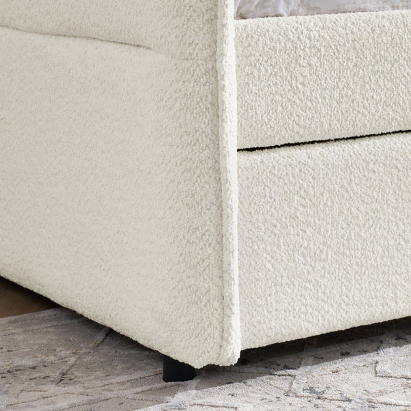 English Elm Spare Upholstered Daybed with Pull Out Trundle Twin Guest Sleeping Striped Fabric W1413P293018