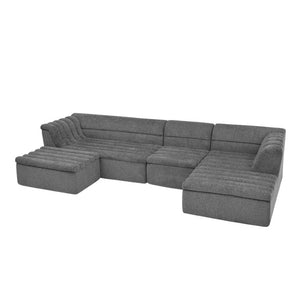English Elm Spare Parts Chenille Modular Sectional Sofa Sleeper for Modern Living Rooms Grey Fabric W1413P298059