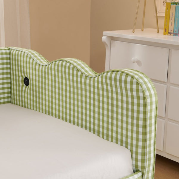 English Elm Spare Parts Upholstered Storage Platform Bed with LED Headboard and Built-In Side Shelves Green Linen W1413P307374
