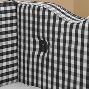 English Elm Spare Parts Plaid Upholstered Daybed with USB Port Sofa Bed for Guest or Kids Room Black W1413P307378