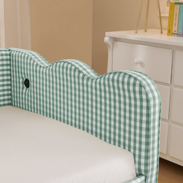 English Elm Spare Parts Plaid Upholstered Daybed with USB Port Sofa Bed for Guest or Kids Room Cyan W1413P378610