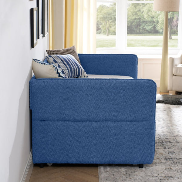 English Elm Spare Twin Daybed with Trundle Striped Upholstered Sofa Bed for Guest Rooms W1413P409938