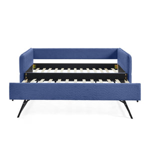 English Elm Spare Twin Daybed with Trundle Striped Upholstered Sofa Bed for Guest Rooms W1413P409938