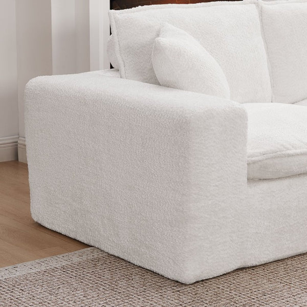 English Elm Spare Parts Chenille Modular Sectional Sofa Sleeper for Modern Living Rooms Beige Boucle W1413P423796