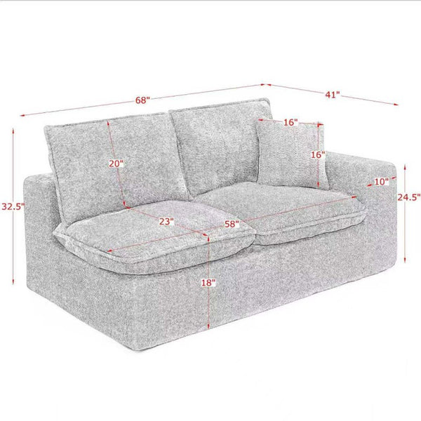 English Elm Spare Parts Chenille Modular Sectional Sofa Sleeper for Modern Living Rooms Beige Boucle W1413P423796