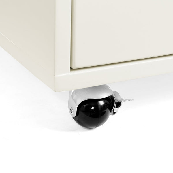 English Elm High-gloss Lacquered Rolling Lift Top End Table with Built-in Charging and Lockable Casters White W1413P447451