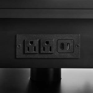 English Elm High-gloss Lacquered Rolling Lift Top End Table with Built-in Charging and Lockable Casters Black W1413P447452