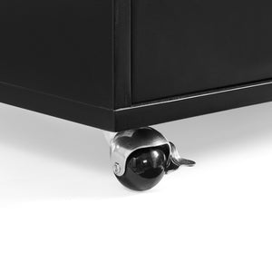English Elm High-gloss Lacquered Rolling Lift Top End Table with Built-in Charging and Lockable Casters Black W1413P447452