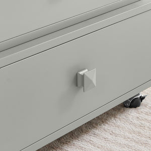English Elm High-gloss Lacquered Rolling Lift Top End Table with Built-in Charging and Lockable Casters Grey W1413P447453