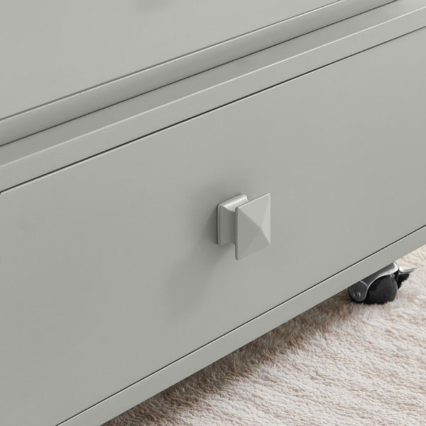 English Elm High-gloss Lacquered Rolling Lift Top End Table with Built-in Charging and Lockable Casters Grey W1413P447453