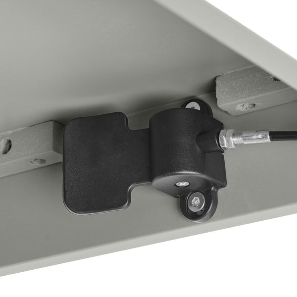 English Elm High-gloss Lacquered Rolling Lift Top End Table with Built-in Charging and Lockable Casters Grey W1413P447453
