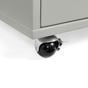 English Elm High-gloss Lacquered Rolling Lift Top End Table with Built-in Charging and Lockable Casters Grey W1413P447453