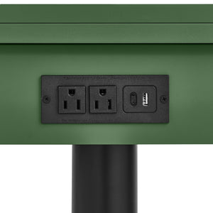 English Elm High-gloss Lacquered Rolling Lift Top End Table with Built-in Charging and Lockable Casters Green W1413P447454